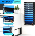 Hanging Wall File Organizer 10 Tier Wall Mounted File Holder Document Wall Organizer Magazine Organization for Office Home, Black