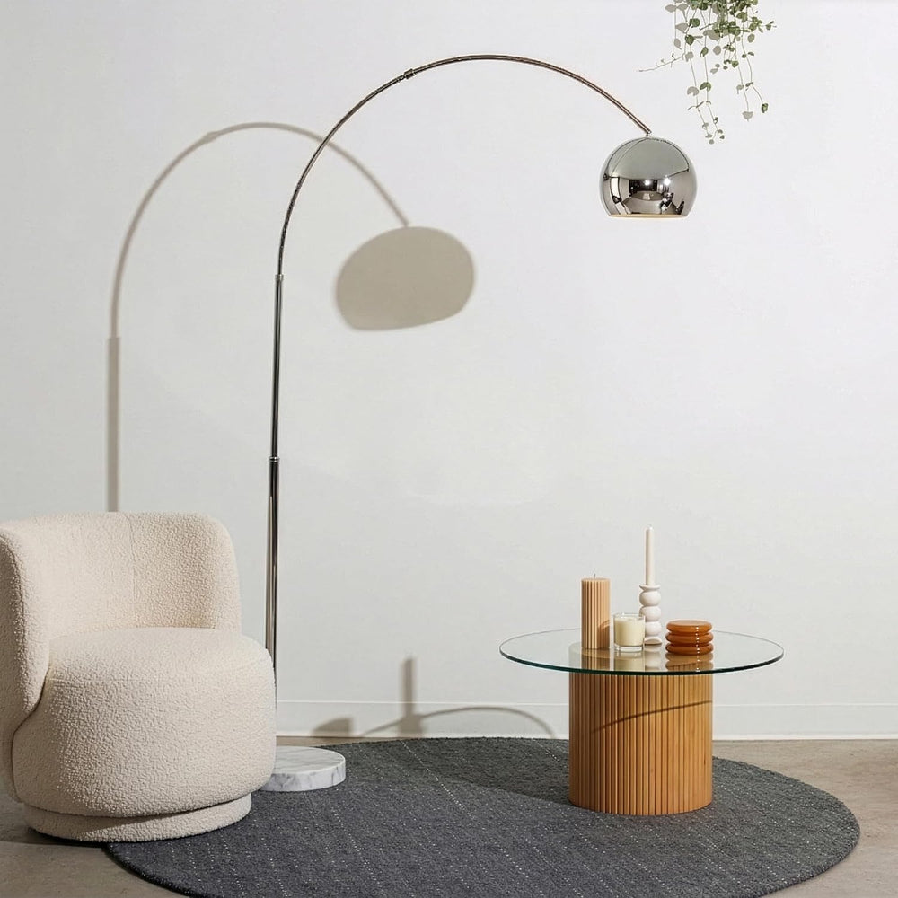 Brightech Olivia Floor Lamp - Chic Arc Lamp with Rounded Spolight Head and Ma...