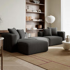 Acanva Corduroy Convertible Modular L Shaped Sectional Sofa, 4 Seater Free Combination Corner Couch, Convertible to DayBed, Wide Loveseat with Moveable Ottomans for Small Spaces, Sleeper Bed, Black
