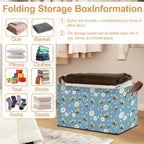 32L Large Storage Bins with Handles, Basket Organizer for Shelves, Closet, Books, Laundry & Home Decor (Bee Daisy)