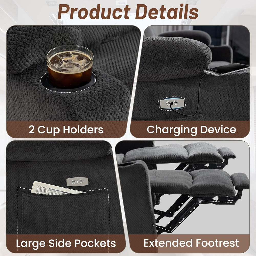 Power Reclining Sofa with Heat and Massage| RV Wall Hugger Recliner Sofa with...