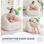 MAXYOYO Giant Bean Bag Chair for Adults, Stuffed Shell-Shaped Large Bean Bag Couch, Cozy Living Room Chair with Filler, Floor Sofa Lazy Sofa for Bedroom Living Room, Beige