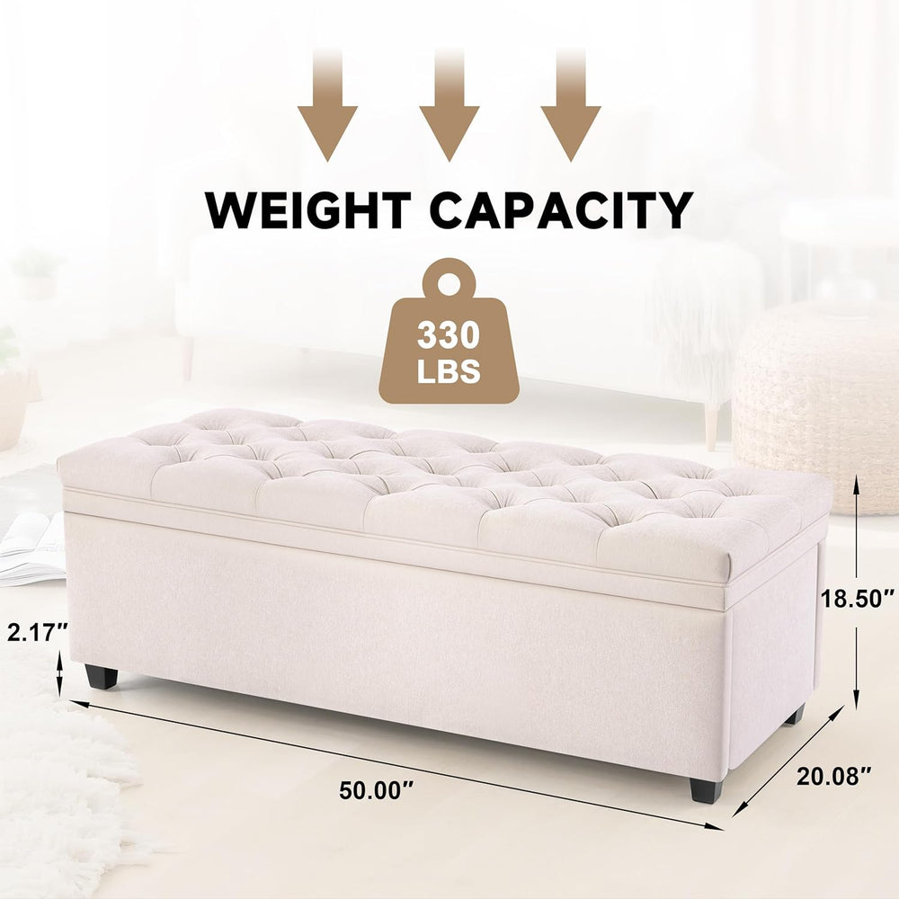 Mangodan 50 Inch Large Storage Ottoman, Tufted Ottoman with Storage | End of ...