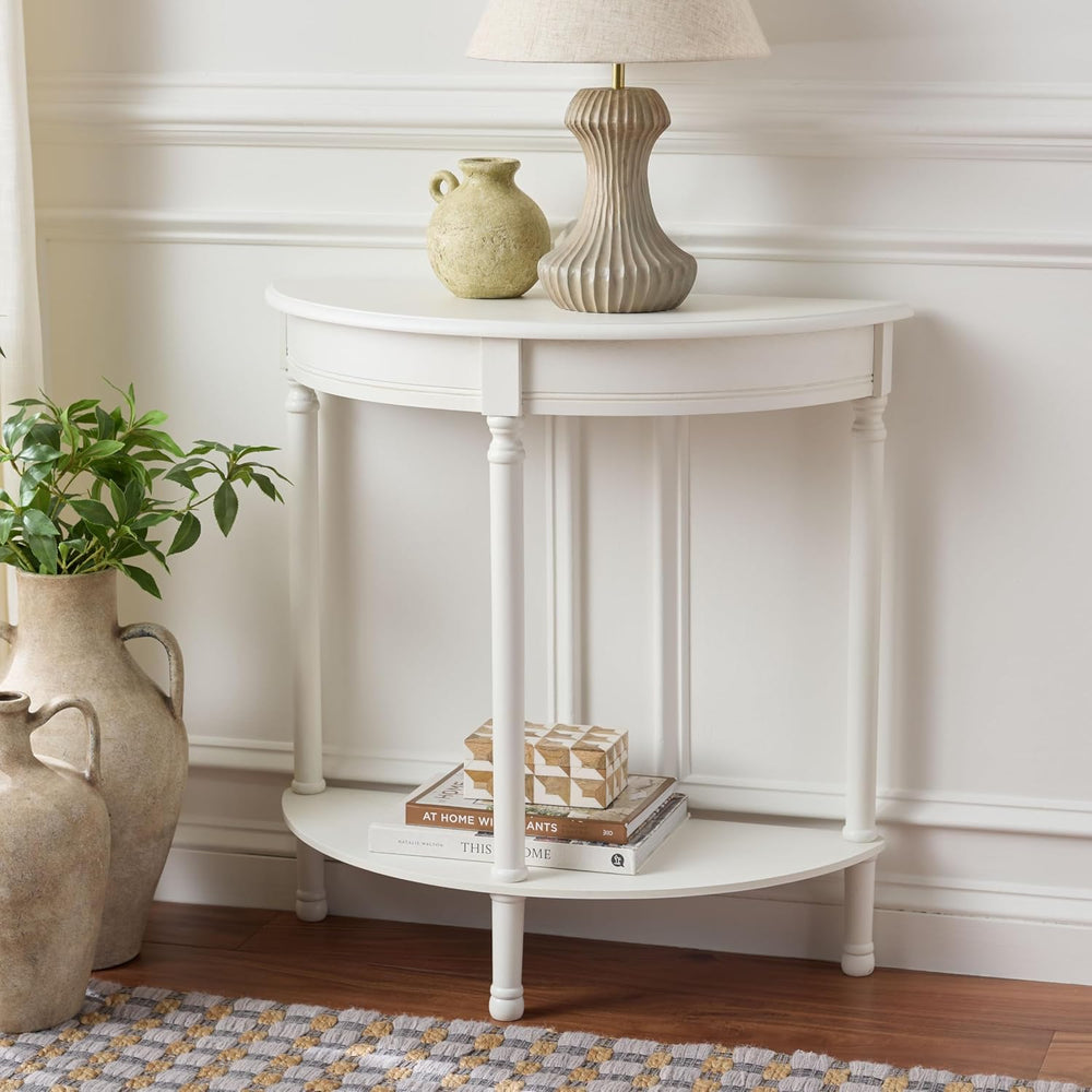 SAFAVIEH Furniture - Tinsley Half-Round Console Table - Ivory - Solid Wood - ...