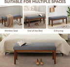 WUTUTUEE 43.5'' Linen Bedroom Bench, Upholstered End of Bed Bench, Padded Vintage Dining Bench, Entryway Bench with Solid Wood Legs, Kitchen, Living Room, Hallway, Dark Grey