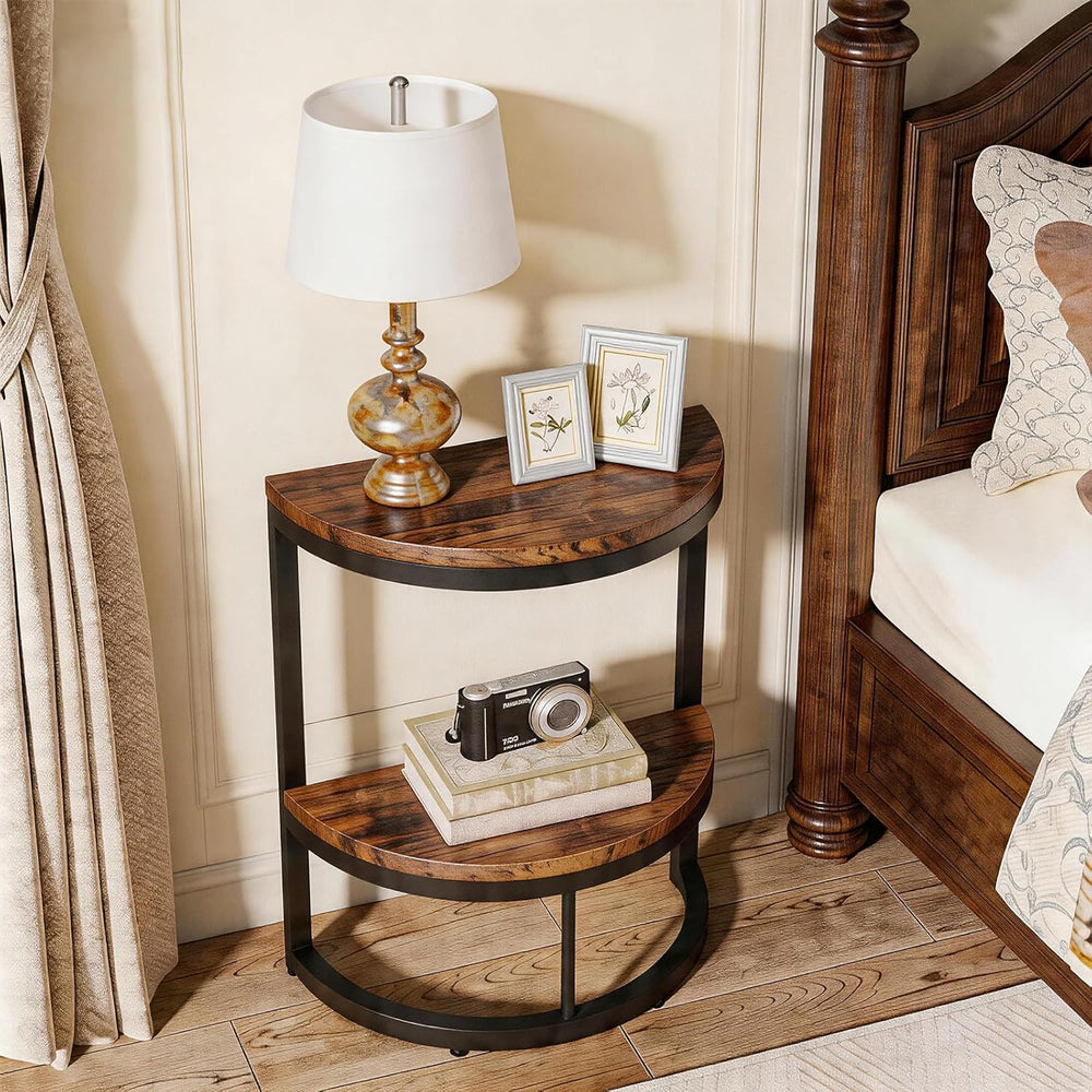 TooCust Half Round End Table for Living Room, 9.8" D x 19.7" W x 24...