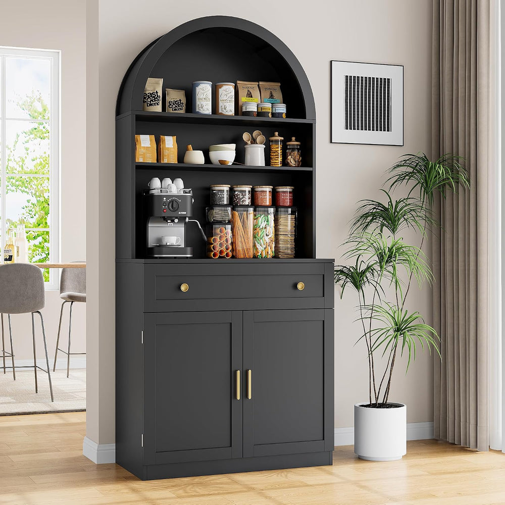 71" Tall Arched Kitchen Pantry Cabinet, Modern Kitchen Storage Cabinets ...
