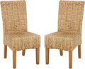 SAFAVIEH Furniture - Luz Dining Chair Set of 2 - Coastal Design - Natural & Honey Pine Solid Wood - Ideal for Dining Room, Kitchen, 18.5" Seat Height (SEA8016B-SET2)