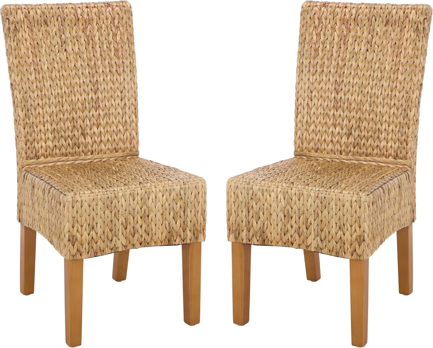 SAFAVIEH Furniture - Luz Dining Chair Set of 2 - Coastal Design - Natural & Honey Pine Solid Wood - Ideal for Dining Room, Kitchen, 18.5" Seat Height (SEA8016B-SET2)