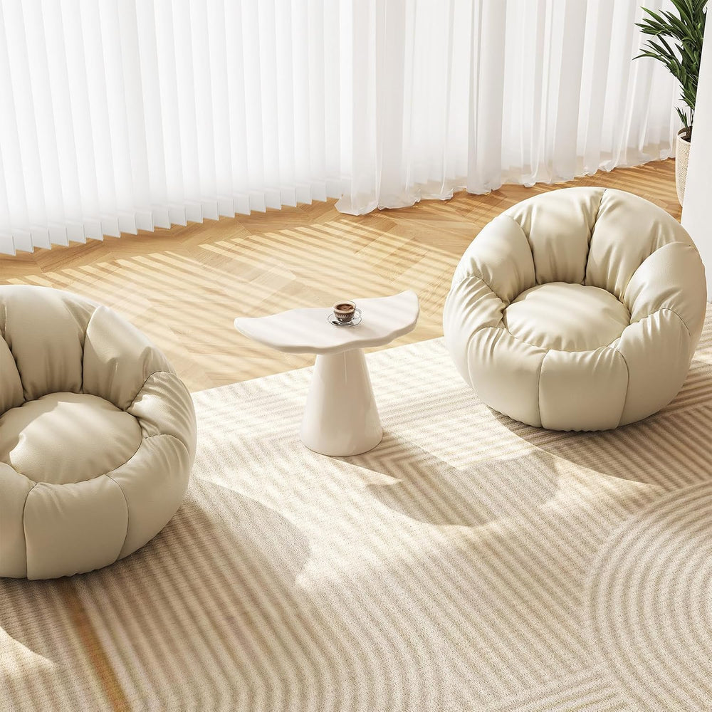 Guyii Irregular End Table, Cream White Side Table, Small Shark Fin Sofa Table...