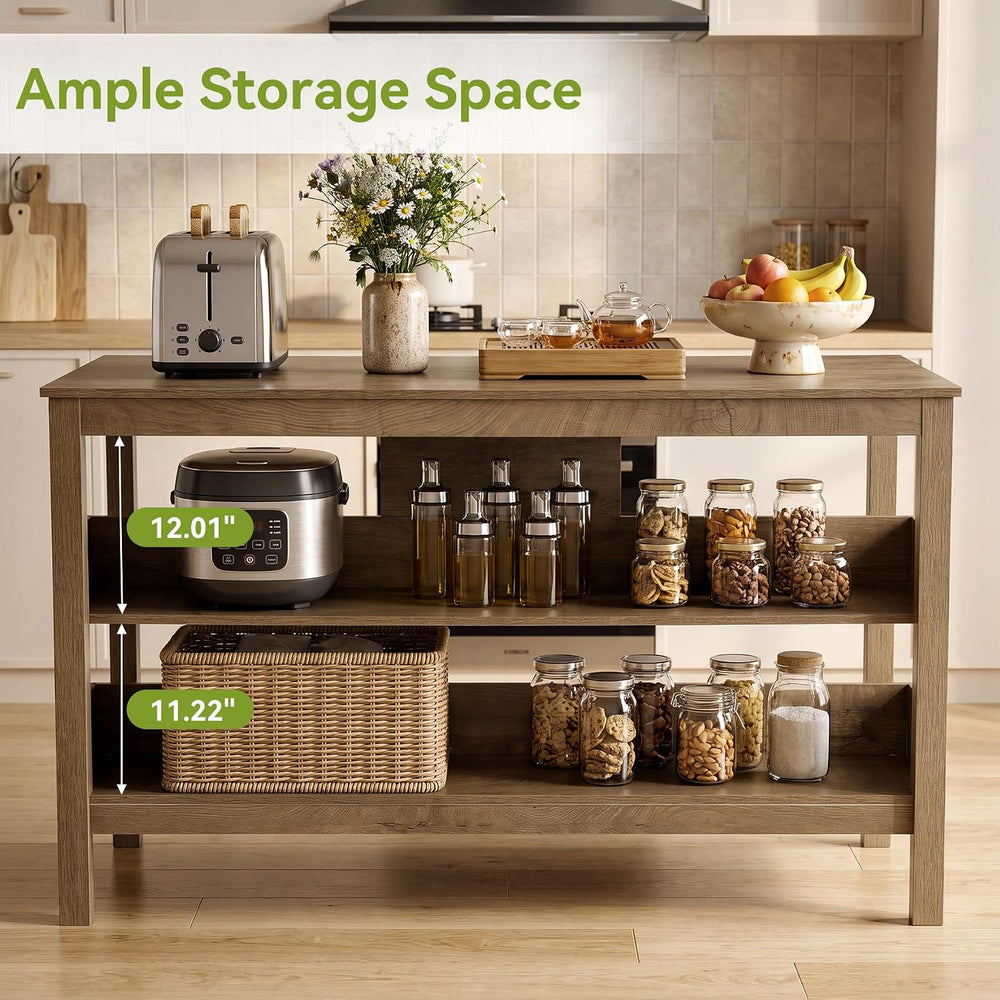 LITTLE TREE Kitchen Island with Storage, Kitchen Table with Large Worktop | W...