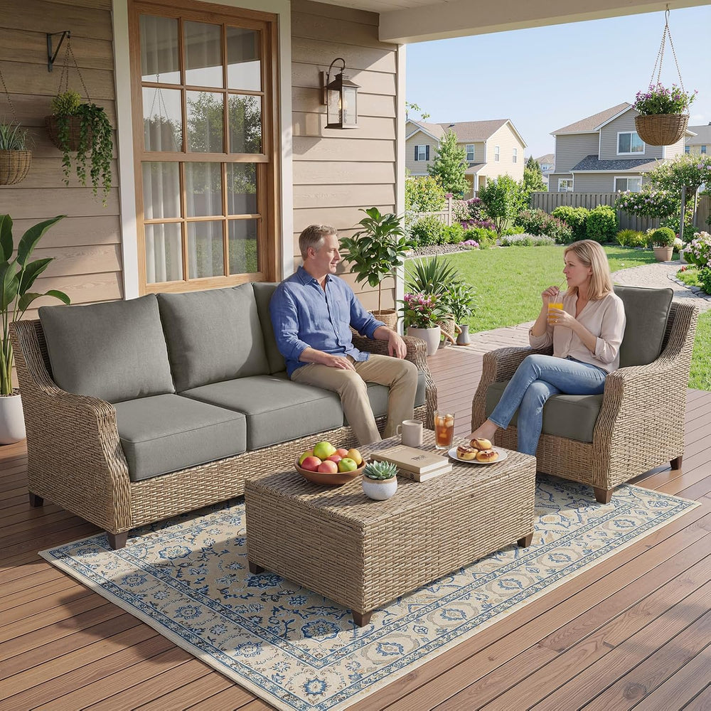 Belord Luxury 6" Thick Outdoor Cushion 5 Set - 24 x24 Inch 28D Sponge Fi...