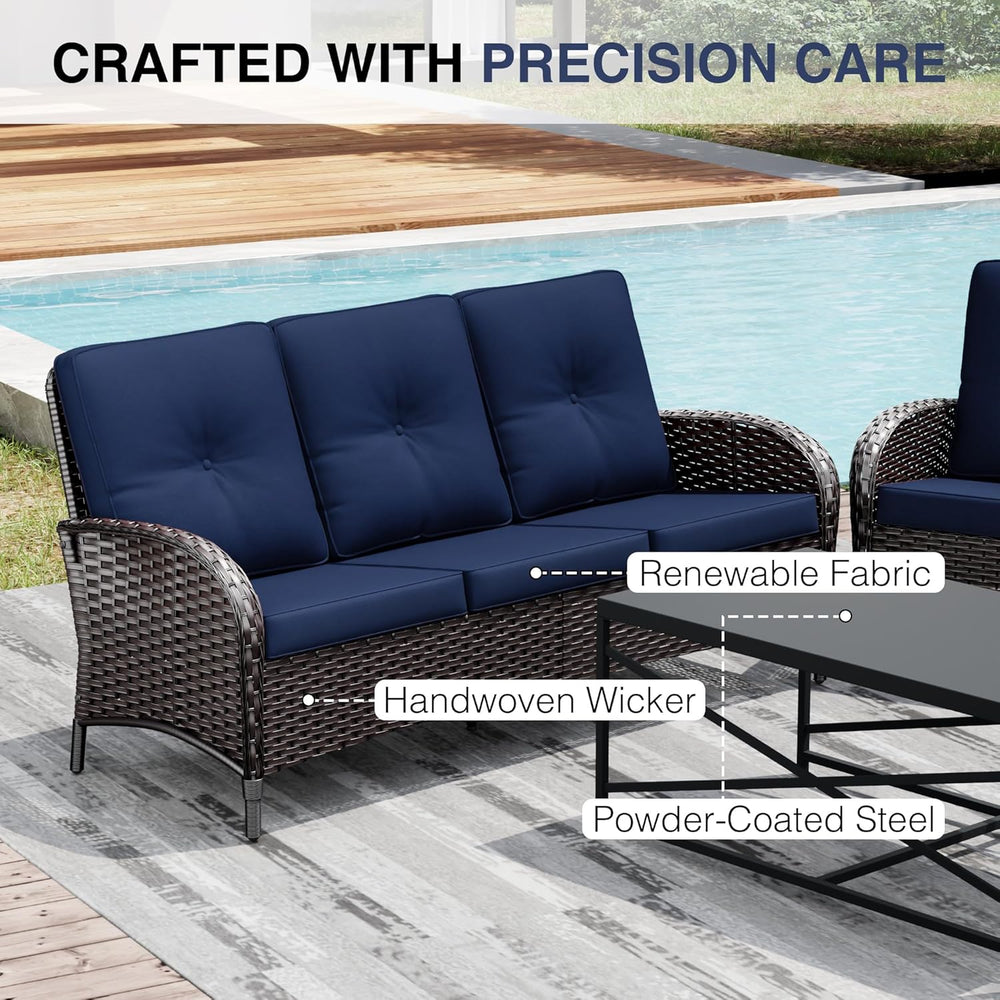 Joyside Wicker Patio Furniture Set, 6 Piece Outdoor Furniture Set with Thicke...
