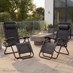 Best Choice Products Set of 2 Adjustable Steel Mesh Zero Gravity Lounge Chair Recliners w/Pillows and Cup Holder Trays - Marine Blue/Black
