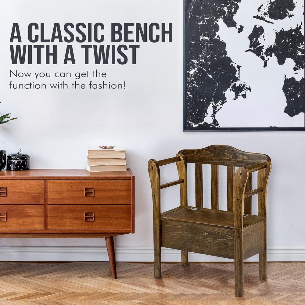 Peaceful Classics Bench with Storage - Small Wooden Storage Bench for Entrywa...