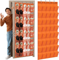 Windyun 40 Over the Door Shoe Organizer Large Mesh Pocket Hanging Shoe Rack for Closet Orange Nonslip Behind Door Storage Holder Back to School Organizer for Dorm Room College Classroom Storage