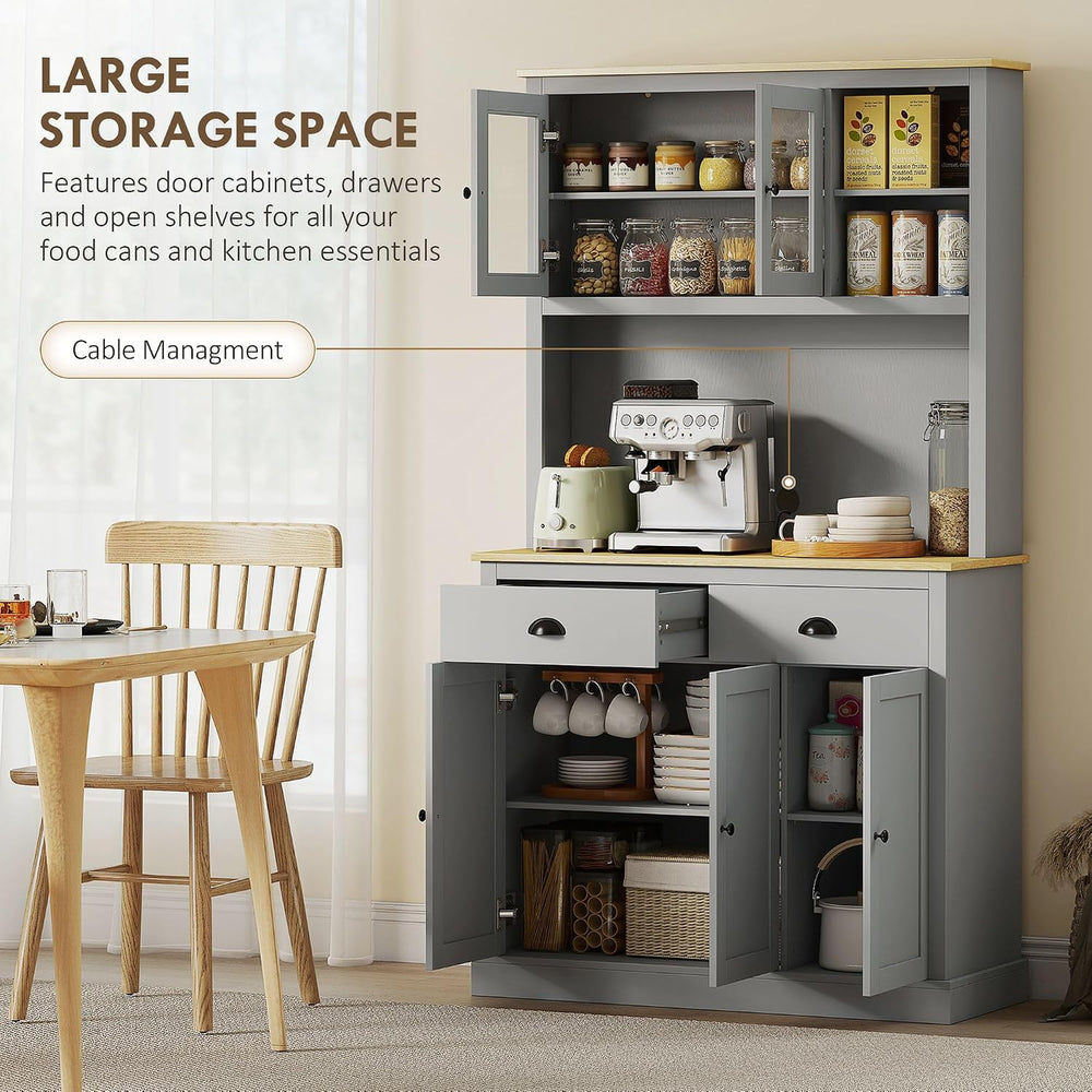 Pantry Cabinet 71-inch freestanding, Four Adjustable Shelves at Three Positio...