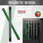 ALOANES 3-Piece Magnetic Socket Organizer, Heavy Duty Aluminum Rails With 360 Swivel Clips, Holder Kit for Tool Box, 1/2, 3/8, 1/4-Inch x 40 Clips (Green)