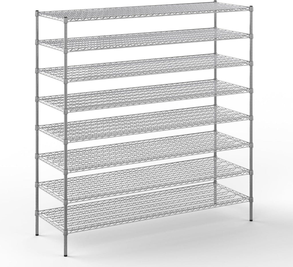 24" Deep x 72" Wide x 74" Height Wire Shelving Kit | 8-Tier | NSF Commercial Storage Rack Unit