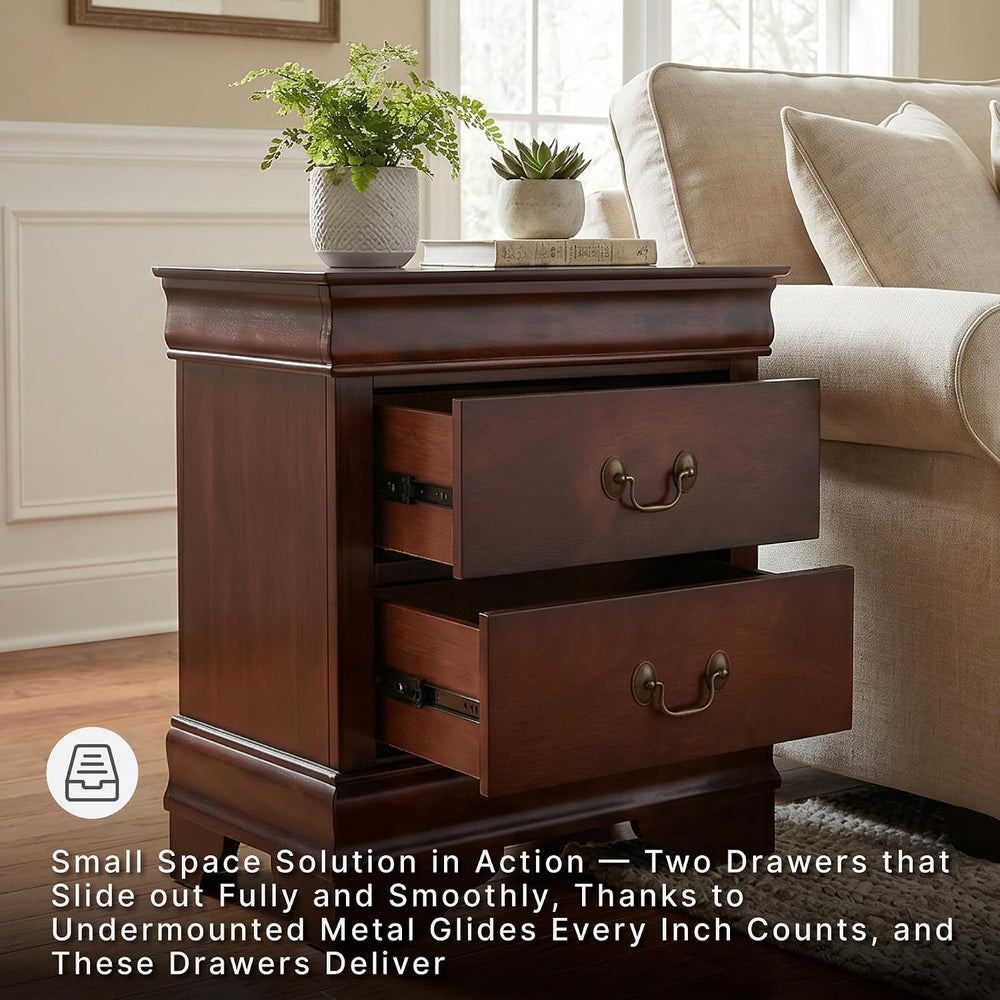 Signature Design by Ashley Alisdair 2 Drawer Nightstand, Reddish Brown | 21.6...
