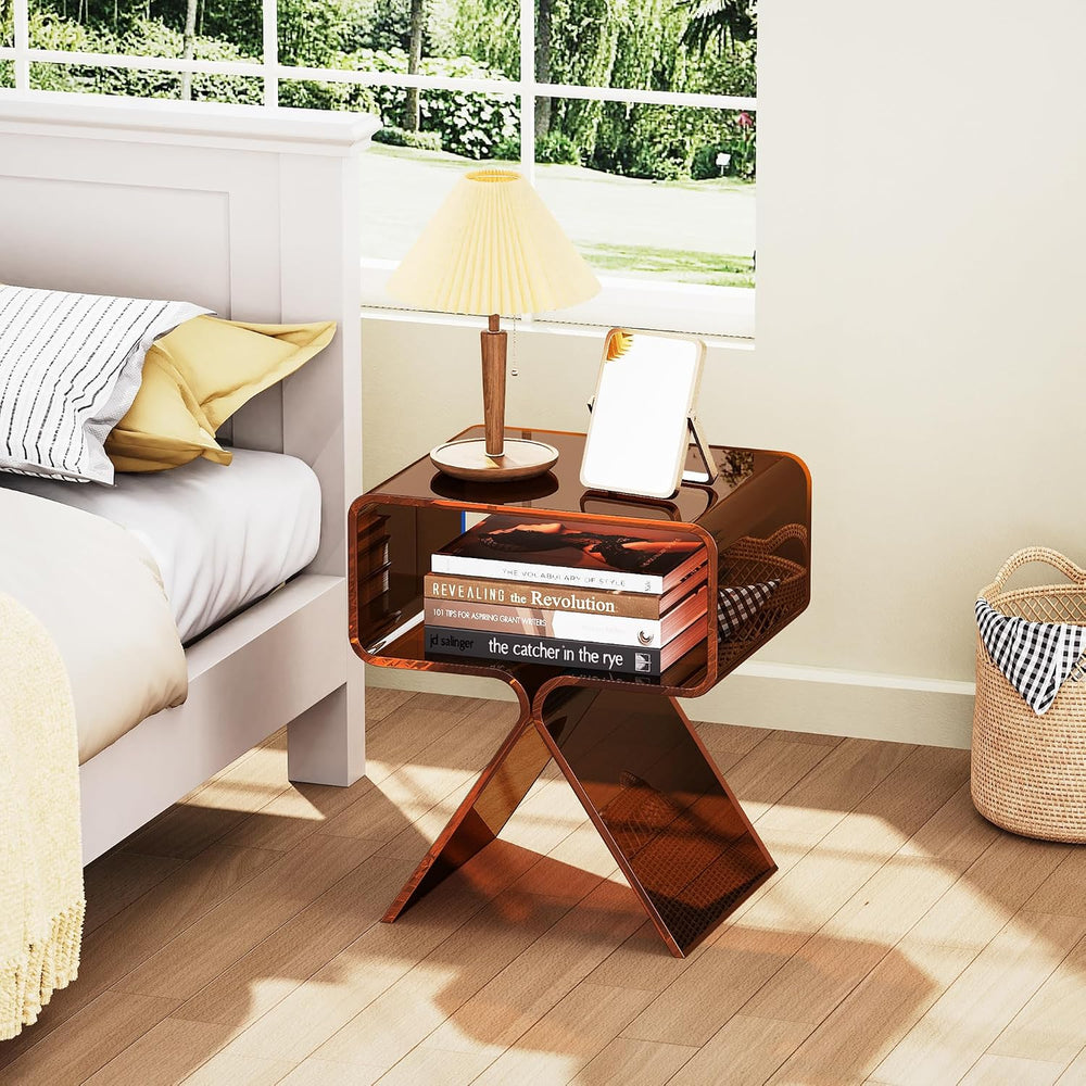 Acrylic Nightstand Side Table Modern Design Clear Home Decor Display End Tabl...