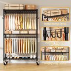 P1 Rolling Clothes Rack, Portable Wardrobe Closet with Wheels, Heavy-Duty Closet Clothing Rack for Hanging Clothes, 35.5" W x 15.7" D x 80.5" H, Hold 500lbs, Black