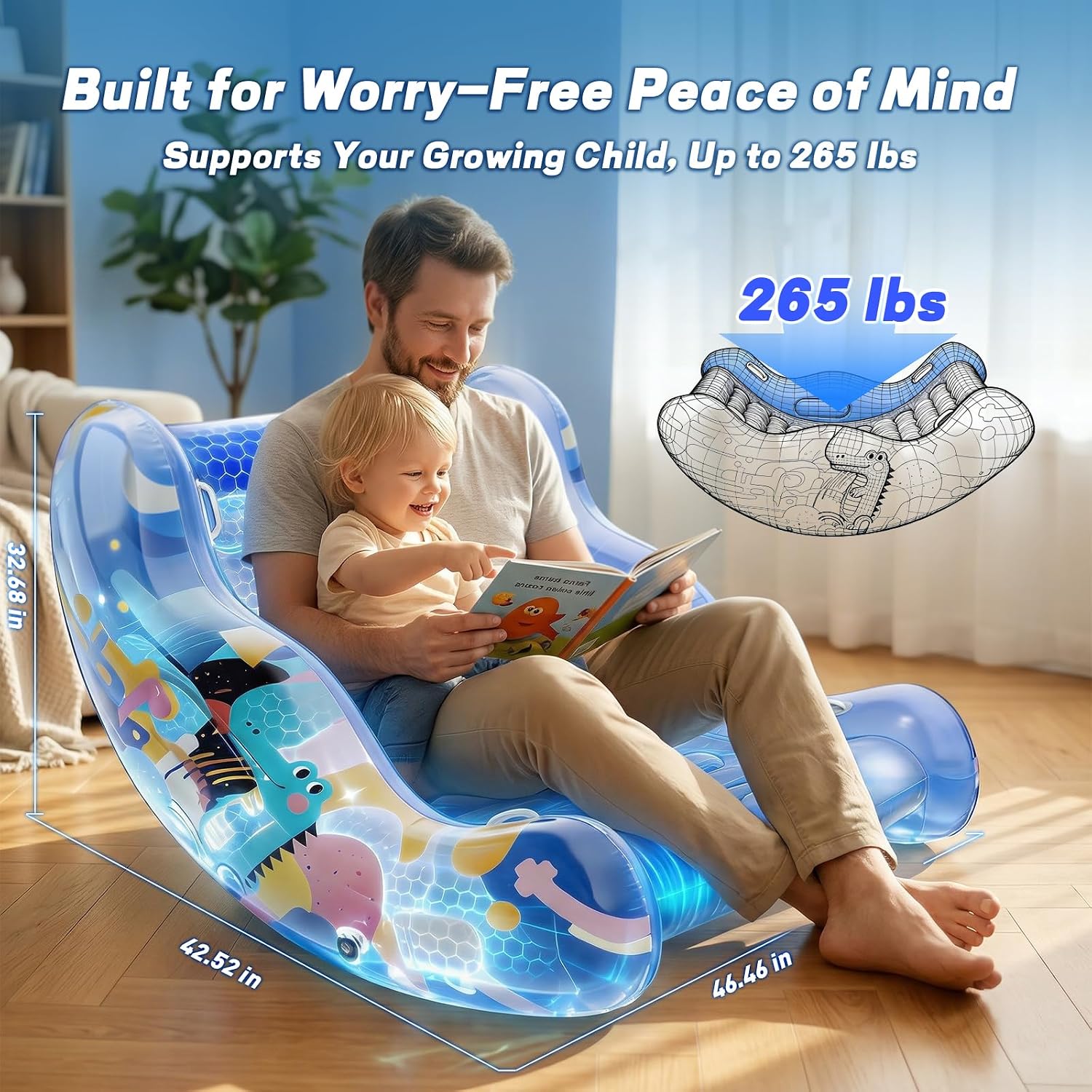 Inflatable Sensory Chair for Autistic Kids – Toddler Rocking Chair for Sensory Seeking, ADHD & Calming – Blow Up Crash Pad for Deep Pressure Therapy in Sensory Room, Birthday Gifts for Boys Girls