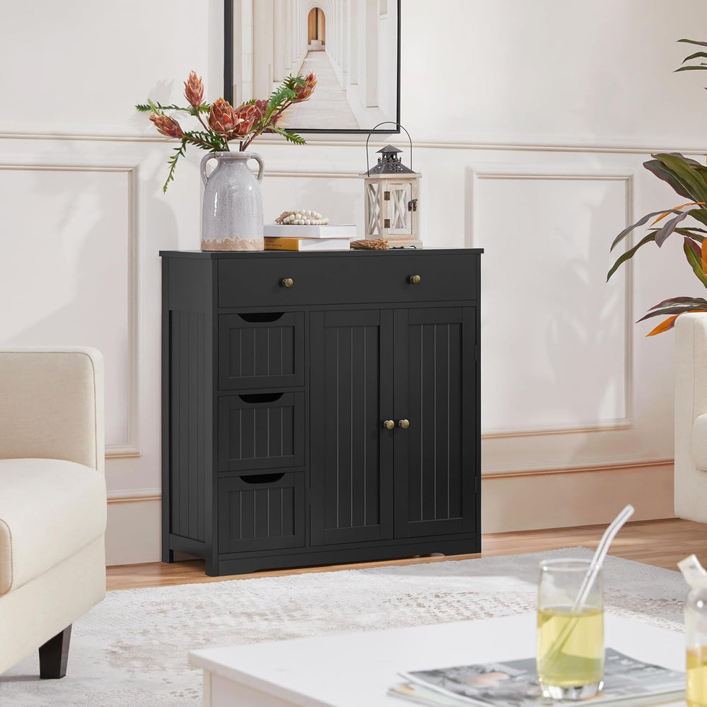 Topeakmart Storage Cabinet with 4 Drawers and 2 Doors, Adjustable Shelves, Fr...