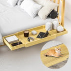 MinBoo Expandable Nightstand Shelf Bamboo College Caddy for Top Bunk Clip Bedside Shelf Floating Bed Side Table Tray Storage Dorm Room Decor College