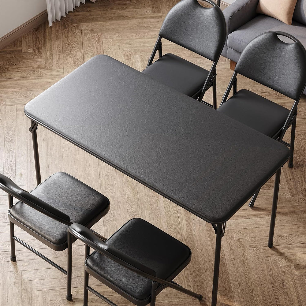Garvee Portable Folding Table and Chairs Set with Metal Legs and Thicken Padd...