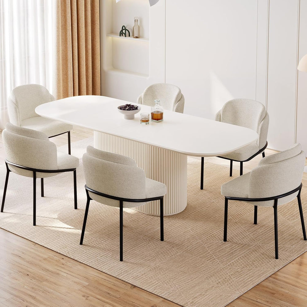 86" Oval Dining Table with 6 Chairs, Modern Kitchen Table Set, Luxury Re...