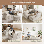 ROWHY 104'' Modular Sectional Cloud Couch with Movable Ottoman, 4 Seat Modern Corduroy Sofa, Deep Seat L Shaped Couch for Living Room Bedroom Apartment, Beige | Premium Corduroy, Washable Covers, Arrange Freedom, Sturdy Frame, Movable Ottoman, Deep Seat