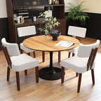 GOTMINSI Mid Century Modern Dining Chairs,Velvet Farmhouse Upholstered Kitchen Chairs, Accent Curved Backrest Dining Room Chairs with Hardwood Legs (Beige-Walnut Legs, 2PCS)