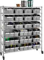 Seville Classics Heavy Duty NSF Bin Rack Solid Steel Wire Shelving Storage Unit, Patented Organizer for Garage, Warehouse, Office, Restaurant, Classroom, Kitchen, Gray, Includes 21 Bins