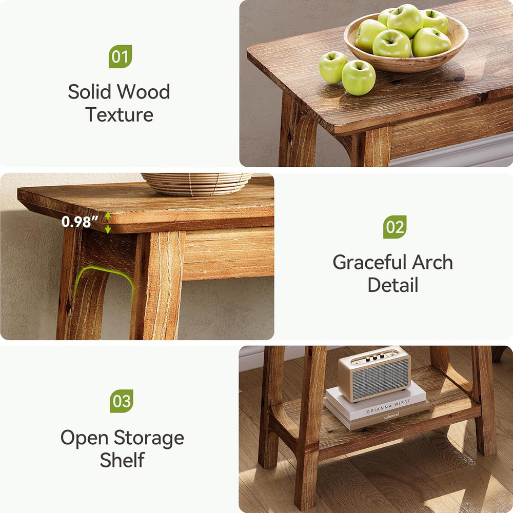 LITTLE TREE Narrow Side Table, Solid Wood Slim End Table for Small Spaces, 23...