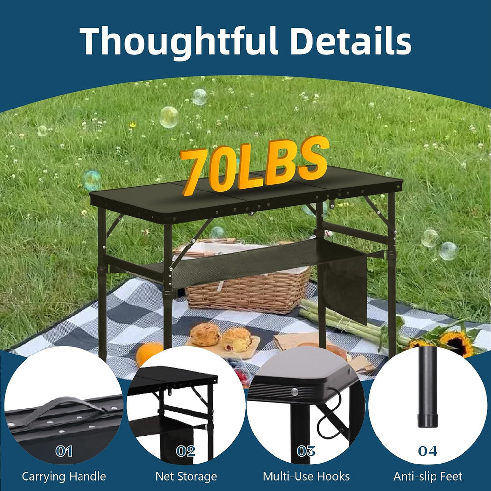 LOFTEY 3 ft Folding Camping Table, Portable Camp Table, Adjustable Height | 3...