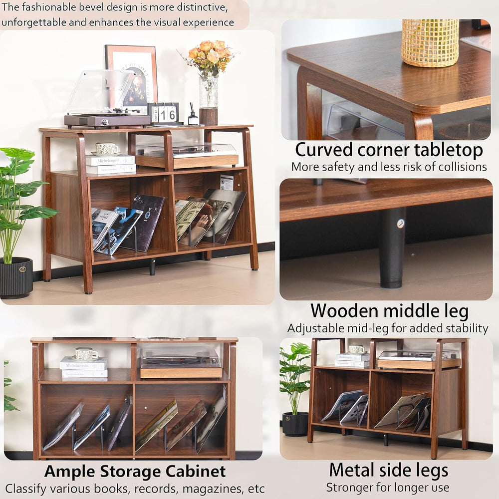 Mxtxmy Large Record Player Stand,with Open Storage Holds up to 300 Albums | M...