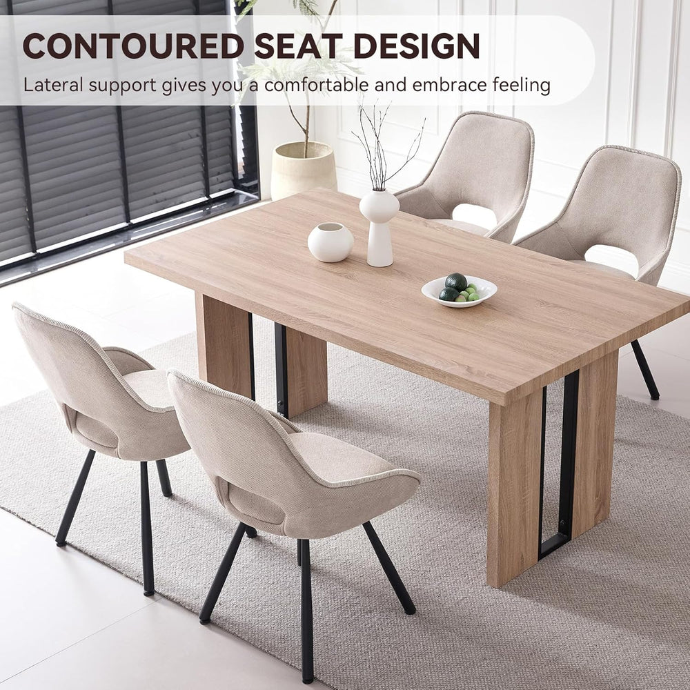 Swivel Dining Chair Set of 2, Modern Upholstered Fabric Kitchen Chairs with T...