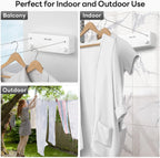 Mbillion Retractable Clothesline 13.8 Ft Stainless Steel Double Clothes line retracting Indoor Heavy Duty Retractable Laundry Line Wall Mounted (Double Line-White)