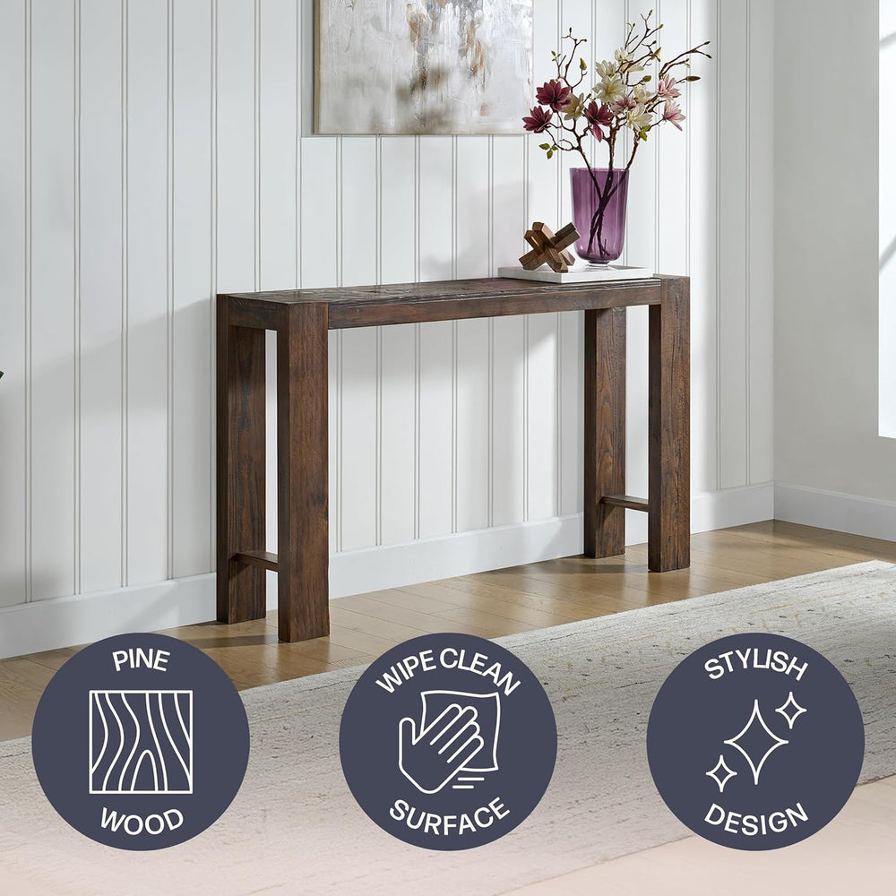 Alaterre Furniture Classic Solid Wood Console Table - 56 Inch Modern Farmhous...