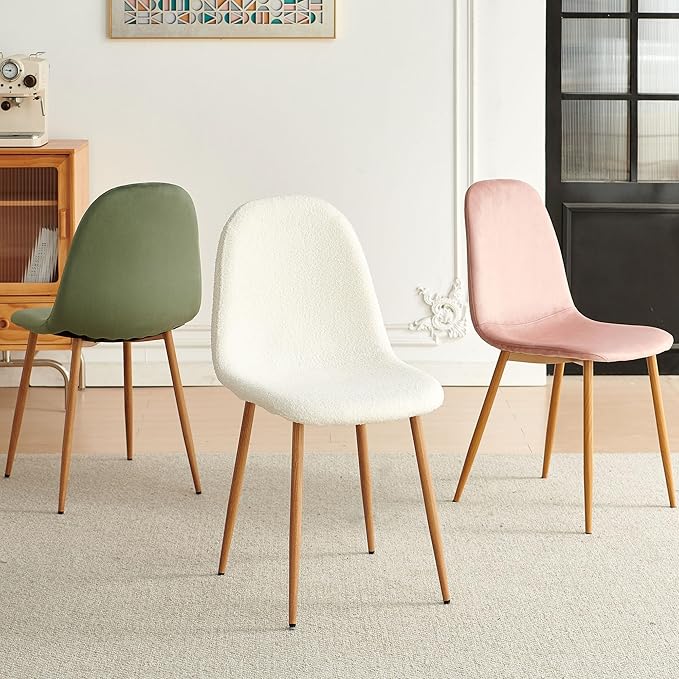 Velvet Dining Chairs Set of 4 - Modern Upholstered Chairs with Metal Legs for Living, Bedroom,Dining Room - Green Dining Chairs Set for 4