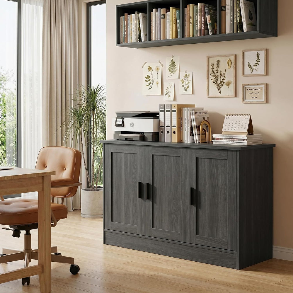 Anystyle 43" Dark Grey Buffet Cabinet with Black Handles