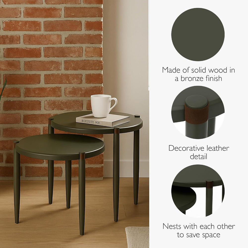 Leick Home Redonda Bay Side Tables 2 Pack, Urbane Bronze, Small Table 21.6 in...