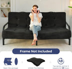 MAXYOYO 8" Thick Folding Mattress with Handles, Tufted Floor Sofa Bed (Frame Not Included), Foldable Couch Bed Versatile Floor Mattress for Sleeping, Living Room & Guest Room, Black