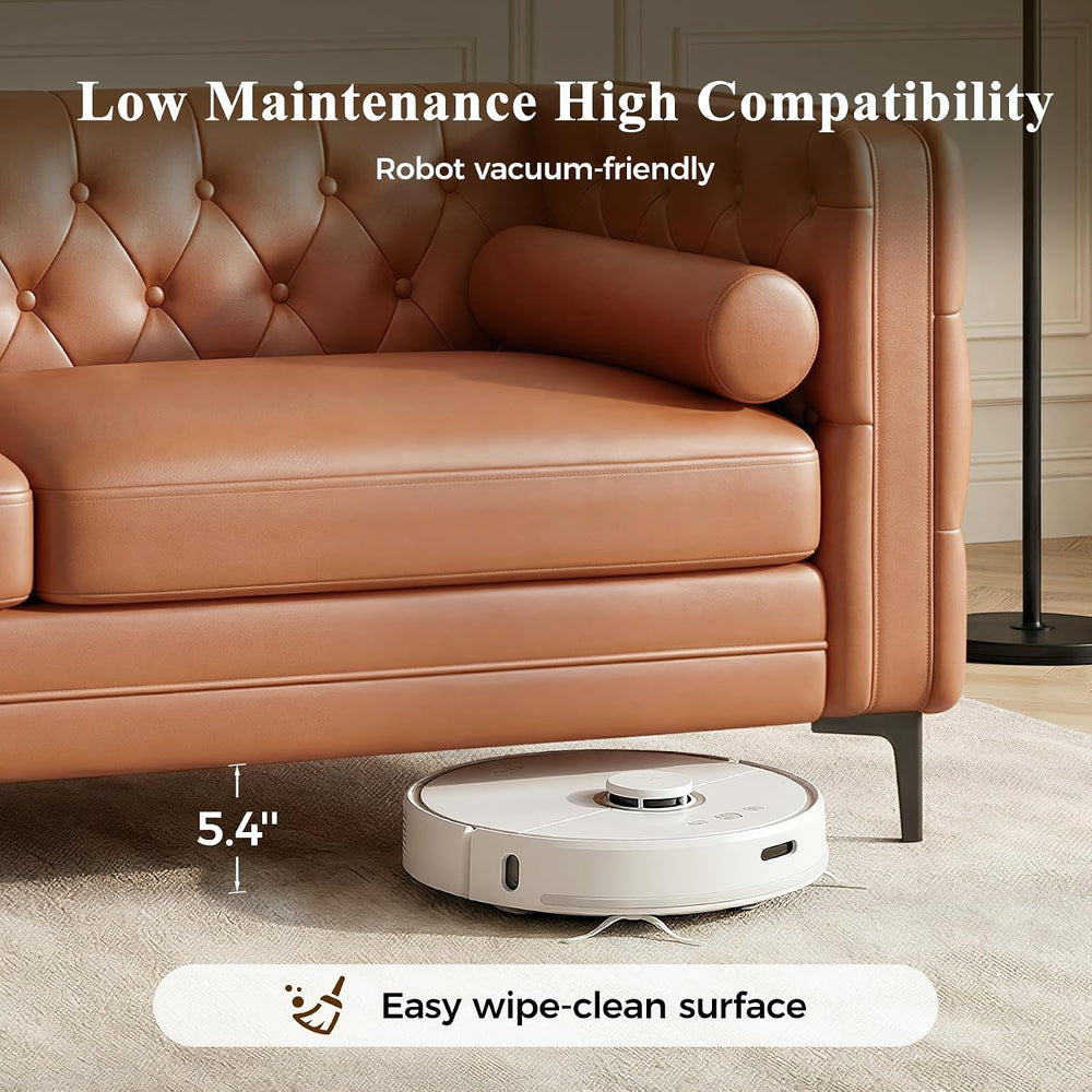 Luxanimarion Faux Leather Couch for Living Room, Mid-Century Modern Sofa with...