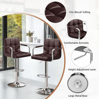 Yaheetech Bart Stools Set of 4, PU Leather Adjustable Barstools with Armrest, Counter Height Stool Chairs with Thickened Seat Cushion for Kitchen Island, Brown