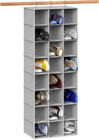 Simple Houseware 24 Section Shelves Hanging Shoes Organizer, Gray | 3 Metal Hooks, 8 Tier, Holds Up to 24 lbs