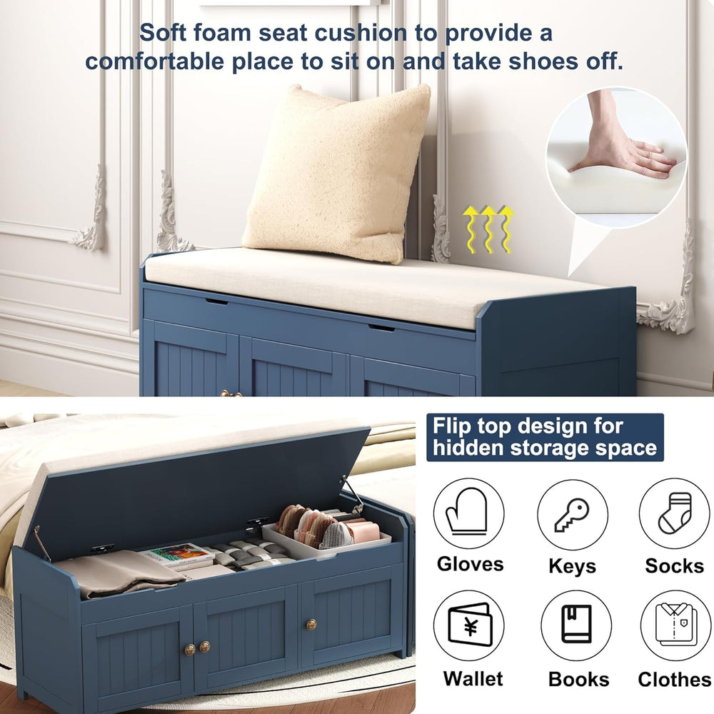 HOMEFORT 41.3" Shoe Bench with Lift Top Storage, Entryway Bench with Cus...