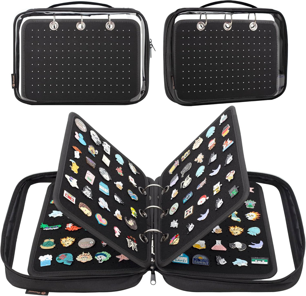 Enamel Pin Display Pages Pin Carrying Case, Pins Collection Storage Organizer Case, Travel Brooch Pin Display Bag (Pins Not Included)