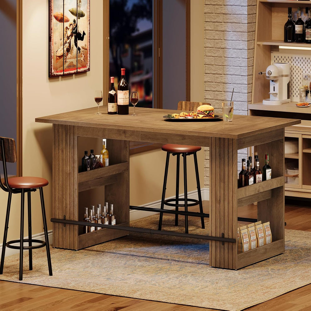 Tribesigns 63" Kitchen Island with Storage, Farmhouse Wood Stationary Is...